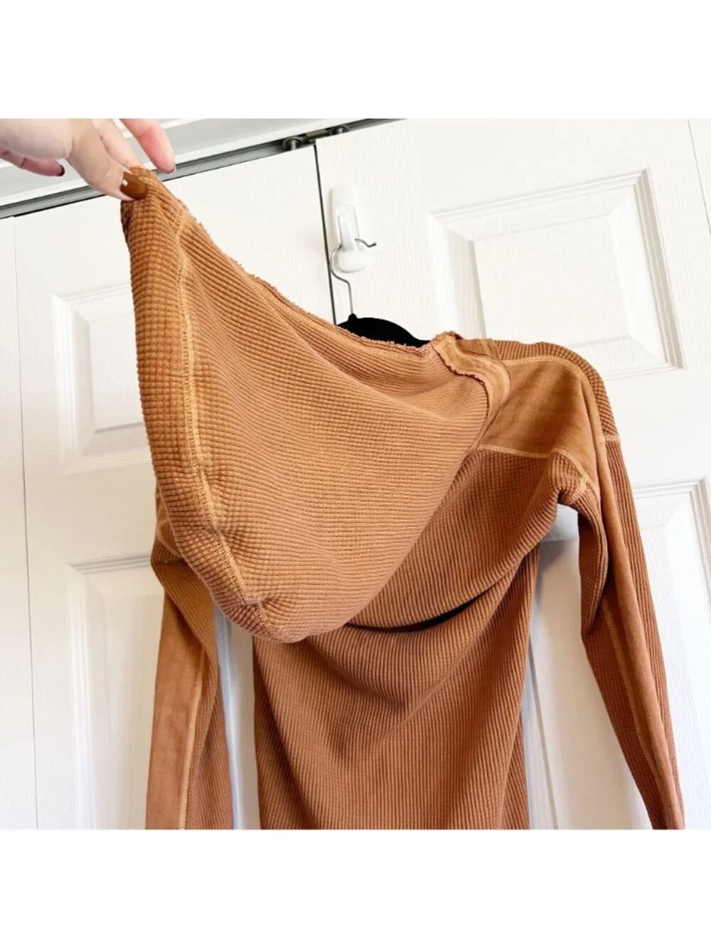 Free People Margo Bran Burnt Orange Waffle Knit Hoodie Women's Size X-Small XS